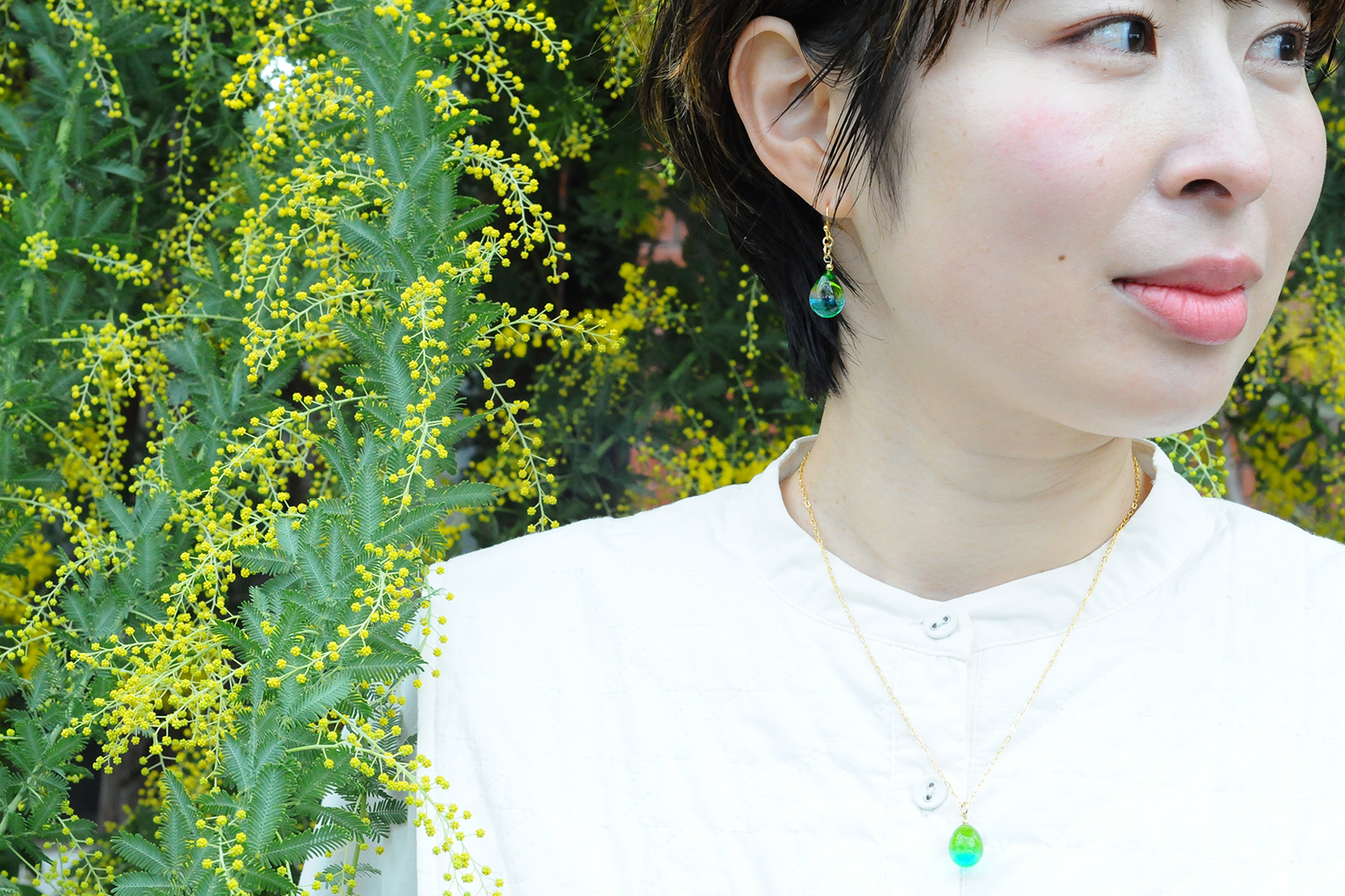 菜の花と空ネックレス＆イヤリングセット